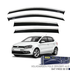 Volkswagen Uyumlu Polo 2011-2017 Kromlu Cam Rüzgarlığı 4Lü Parça