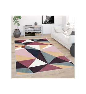 Rovigo Home Dijital Baskı Yıkanabilir Kaymaz Taban Salon Halısı RVG0388 (Pembe)