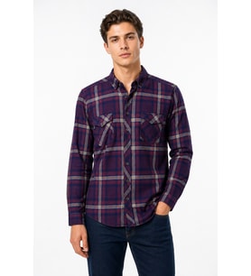 Erkek Ekose Silim Fit Gömlek Çift Cepli BGL-ST05378