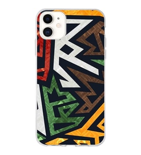 Apple iPhone 11 Uyumlu Kapak  Soyut Grafiti Tasarımlı Şeffaf Silikon Kılıf