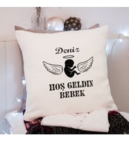 Hoş Geldin Bebek Tasarımlı Yastık Kişiye Özel