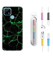 Realme C11 C21 C21Y C25Y C11 2021 Kılıf Kablo Koruma Spiral Silikon Yeşil Şerit Mermer 1320