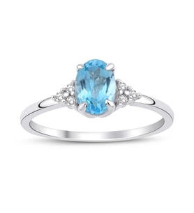 Blue Topaz Oval Tektaş Yüzük