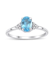 Blue Topaz Oval Tektaş Yüzük