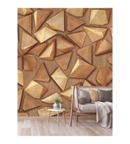 Dreamwall Geometrik Ahşap Desenli Isı Ve Ses Yalıtımlı Sağlıklı Tekstil Duvar Kağıdı (Kahverengi)