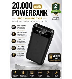 Çoklu Güvenlik Korumalı 20000 mAh Fener Özellikli Powerbank