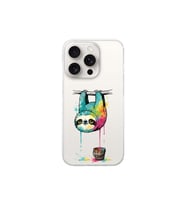 iPhone 15 Pro Max ile Uyumlu Splash Tembel Hayvan Tasarımlı Şeffaf Silikon Kılıf