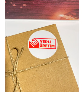 Yerli Üretim Yazılı Yuvarlak Yapışkanlı Etiket 4x4 cm 120 Adet