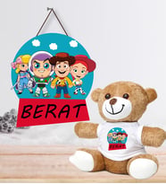 Kişiye Özel Bebek Kapı Süsü ve Peluş Ayıcık Seti – Baby Shower / Hastane Odası