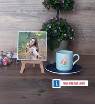 Flamingo Fotoğraflı Dekoratif Taş, Ahşap Altlıklı Türk Kahvesi Fincanı HediyeArkadaşa Doğum Günü Hediyesi (Model 4)