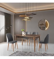 ARMİN MASA, MERİDA SANDALYE, HALİÇ CEVİZ, ANTRASİT, 130x80