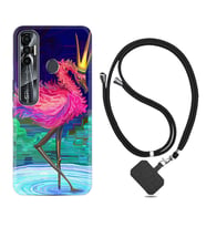 Tecno Spark 6 6 Go 8C 8 Pro 7 7 Pro Kılıf Boyun Askılı Silikon Queen Flamingo 1748