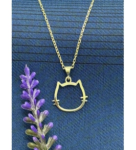 Minimal Gümüş Kedi Başı Kolye