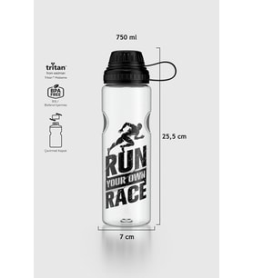 Renga Ege Yazı Desenli 750 ml Tritan Matara 912067 Fuşya (Siyah)