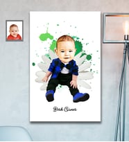 Kişiye Özel Erkek Bebek Karikatürlü Ahşap Tablo Model-2