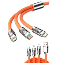 120W 3 İn 1 Uyumlu Silikon Şarj Kablosu Hızlı Şarj Kablosu
