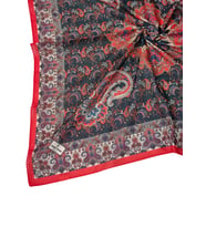 Mim Eşarp Prime Pamuk Etnik Desenli Eşarp 90x90 cm (Kırmızı-Lacivert)