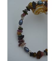 STONEAGE JEWELLERY Turmalin ve Siyah Arpa İncili Doğal Taş Bileklik