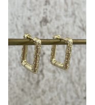 Özel Seri Yıldız Zirkon Taşlı Kare Gold Küpe