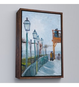 Çerçeveli Vincent van Gogh -Moulin de Blute-Fin Montmartre'deki TerasTablo (Altın)
