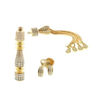 Özel İşçilikli Zirkon Taşlı İmame Püskül Set (Model-3) (Gold)