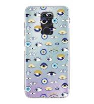 PrintiFy Xiaomi Redmi Note 9 ile Uyumlu Nazar Boncuğu 2 Baskılı Kamera Korumalı Şeffaf Silikon Kılıf