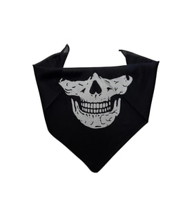 Siyah Kuru Kafa Baskılı Unisex Bandana