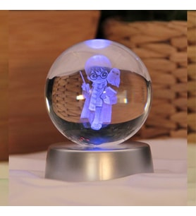 Baykuşlu Renk Değiştiren Işıklı Kristal Cam Küre