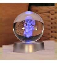Baykuşlu Renk Değiştiren Işıklı Kristal Cam Küre