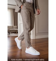 Prestige Sneaker – Hakiki Deri Beyaz Erkek Sneaker, Ergonomik Kalın ve Yumuşak Tabanlı Bağcıklı Günlük Ayakkabı