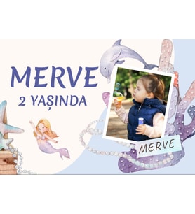 Deniz Kızı Temalı Doğum Günü Afişi 70x100 cm