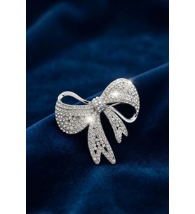 Gümüş Renk Zirkon Taşlı Fiyonk Model Broş 5886 - SSSSSS4532-1539