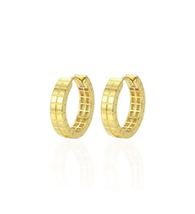 925 Ayar Gümüş küpe Üzeri Altın Kaplama kare dokumalı halka küpe SGTL13184GOLD