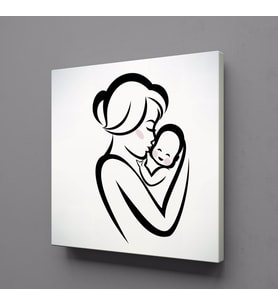 BEBEĞİNİ ÖPEN ANNE KANVAS TABLO 80x80cm (Karışık)