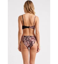 Kadın Bikini Takımı Balconette Kaplı Normal Bel Askılı Leopar Desenli Örme Slip Alt Regular Kesim