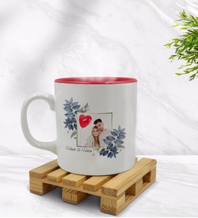 BK Gift Kişiye Özel İsimli Fotoğraflı İçi Kırmızı Renkli Kupa Bardak Model 33