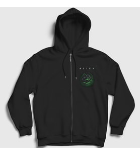 Presmono Unisex Siyah Covenant Ridley Scott Alien Giger Fermuarlı Kapüşonlu Sweatshirt 484483tt