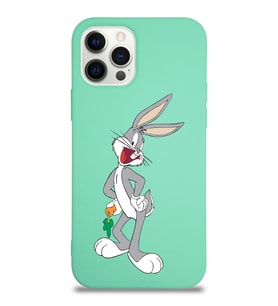 Apple iPhone 12 Pro Max  Lansman Kılıf Bugs Bunny Tasarımlı Altı Kapalı İçi Kadife Kaplı  Kapak (Şeffaf)