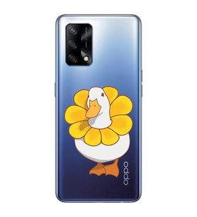 Oppo A74 Uyumlu Tatlı Ördek Desenli Şeffaf Telefon Kılıfı