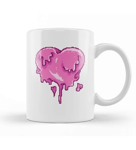 Melting Heart Pixel Art Kupa Bardak Porselen