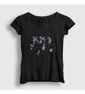 Presmono Kadın Siyah Sparkle Kiss T-Shirt 91798tt