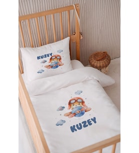 %100 Pamuk Saten Isme Özel 100x150 Bebek Yatak Nevresim Seti