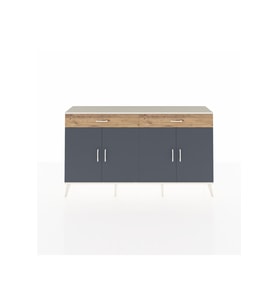 Arges Konsol 4 Raflı 2 Çekmeceli 4 Kapaklı 176x30x99 Aytaşı-Antrasit/Çam
