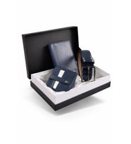 Özel Grande Lüks Premium Serisi Damat Çeyiz Dikey Classic Cüzdan Kemer ve Kartlık Çeyiz Kutulu Seti