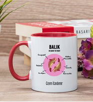 Kişiye Özel Balık Burcuna Hediye Kırmızı Kupa Bardak