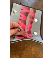 3 BOYUTLU TAŞ VE PUL PAYET İŞLEME AYAKKABI ARMA DİKİŞ APLİKE 23X19 CM (Pembe)