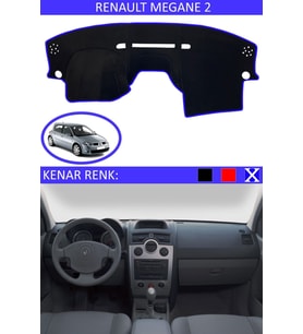 Renault Megane 2 Için Uygun Torpido Koruma Halısı Siyah Kenar Renk Mavi