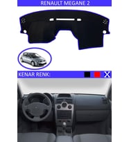 Renault Megane 2 Için Uygun Torpido Koruma Halısı Siyah Kenar Renk Mavi