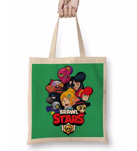 Brawl Stars Karakterleri Bez Çanta Uzun Saplı