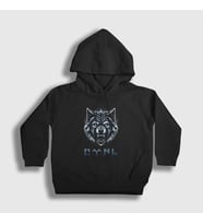 Presmono Unisex Çocuk Siyah Göktürk Türk Yazılı Kurt Bozkurt Kapüşonlu Sweatshirt 475082tt